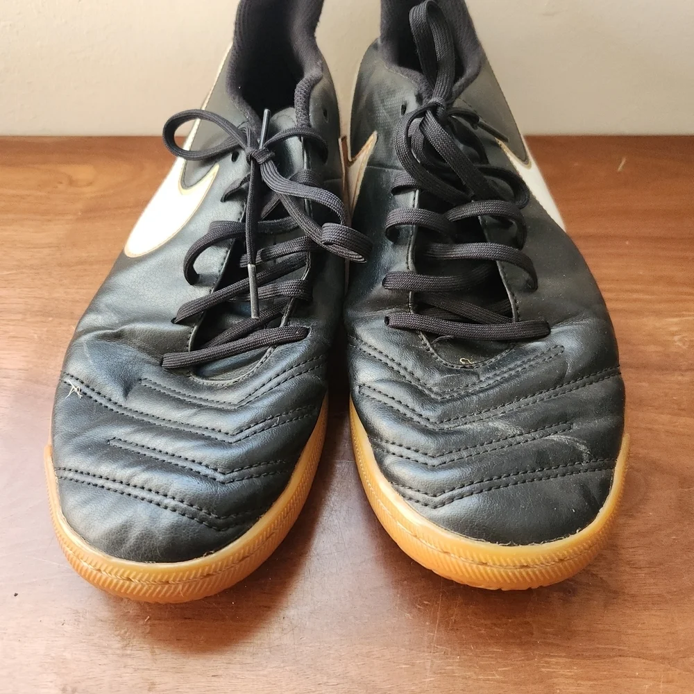 Nike Tiempox Black Tan Kids Indoor Soccer Shoes Sneakers 10
